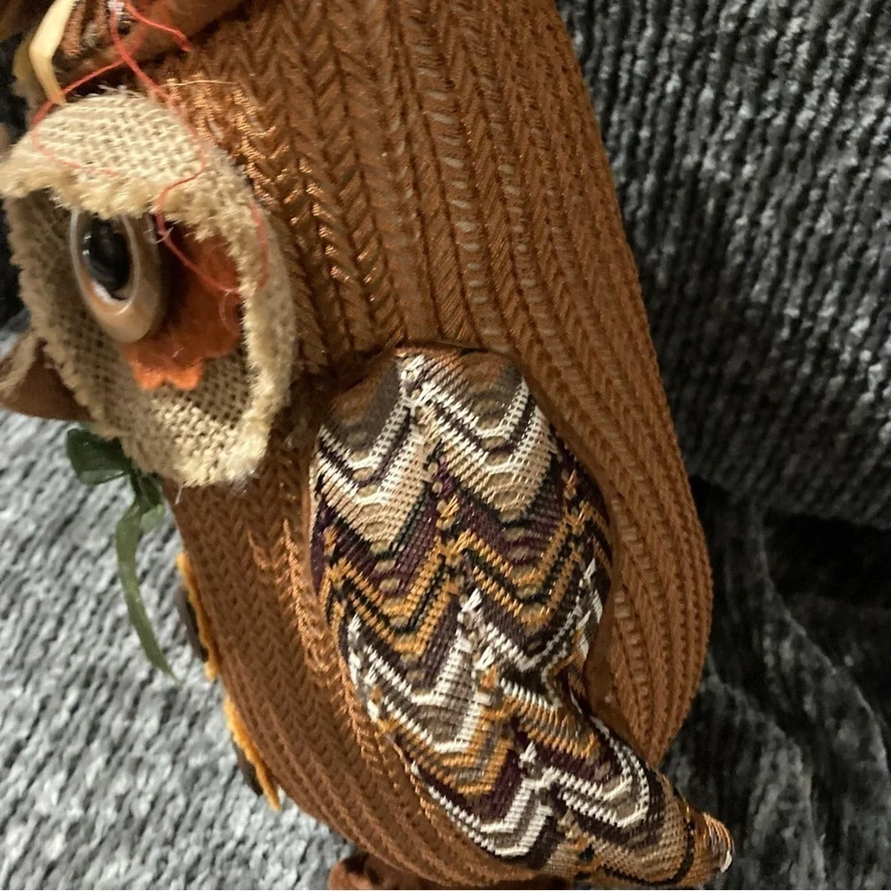 Fall Decor Scarecrow Owl Stuffed Slightly Weighted